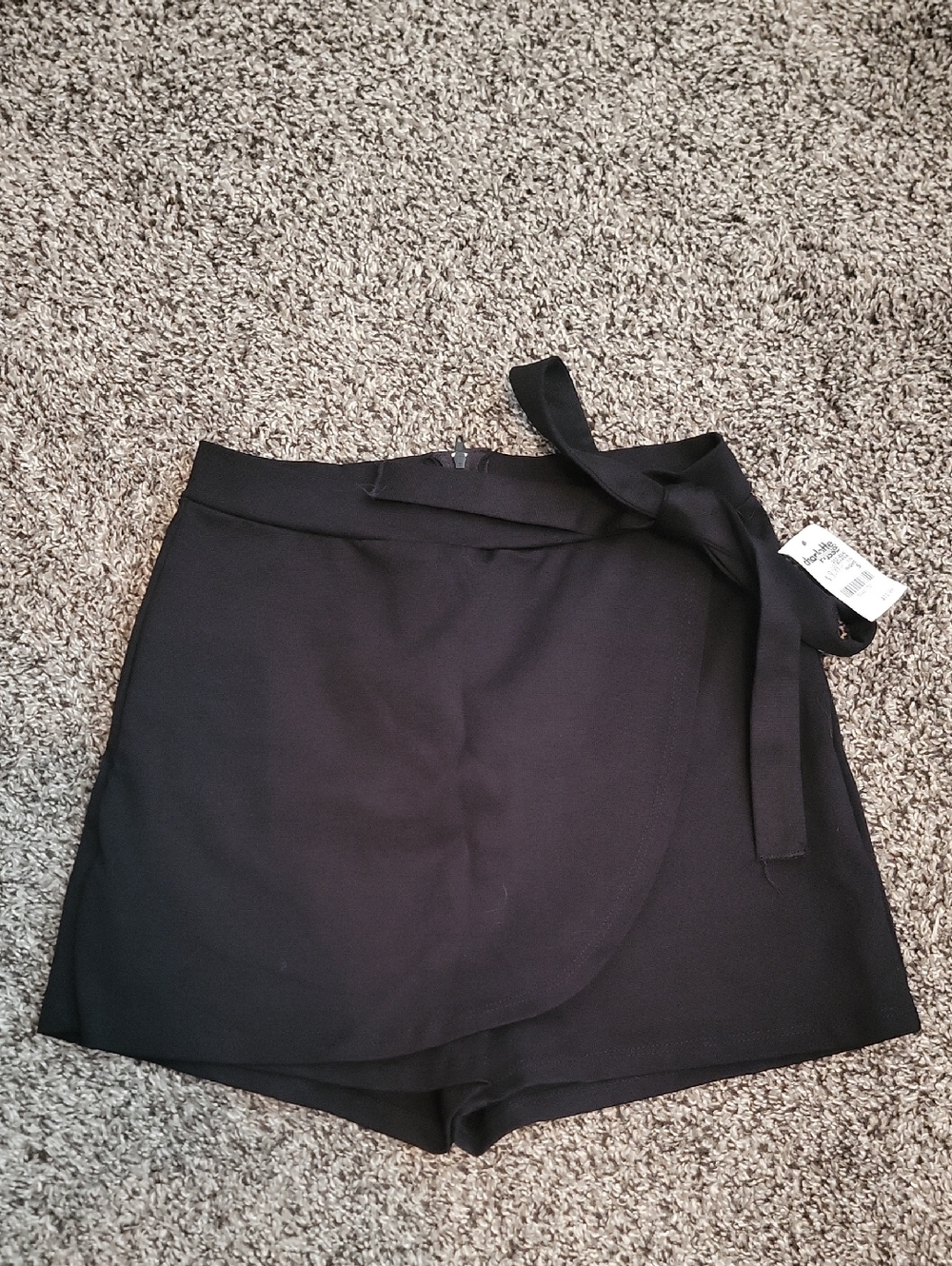 Charlotte Russe Black Wrap Skort with Waist Tie And Back Zipper